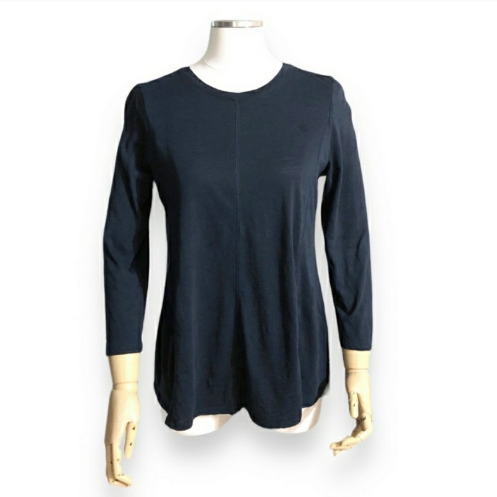 J. JILL Crew Neck Pima Cotton Swing Long Sleeve Shirt EUC!